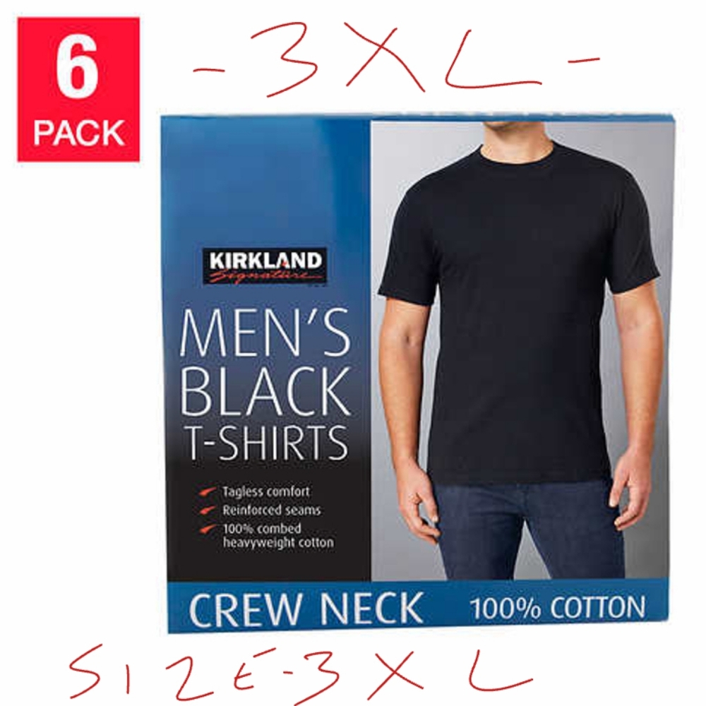 New! Kirkland Signature Men’s Crew Neck Tee, 6-pack size 3XL FAST shipping nib! - Picture 1 of 3